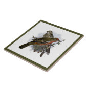 ヴィンテージかわいいカラフル青い鳥と葉 タイル (側面)