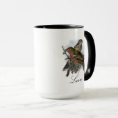 ヴィンテージかわいいカラフル青い鳥と葉 マグカップ (正面右)