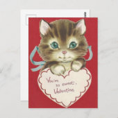 ヴィンテージかわいいキッテンバレンタインデー ポストカード (正面/裏面)