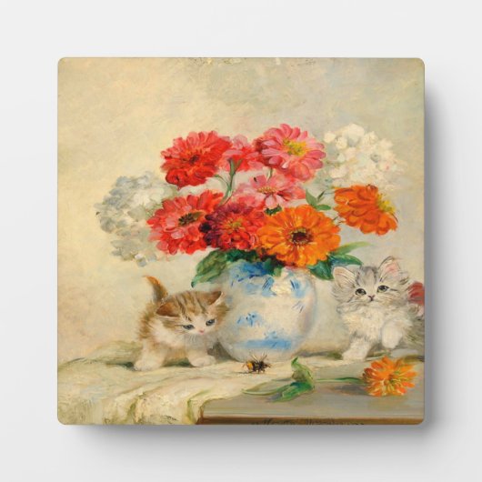 ヴィンテージかわいいキットンメタプルケバウムの油絵 フォトプラーク (正面)