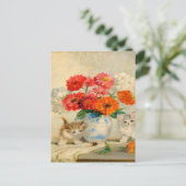 ヴィンテージかわいいキットンメタプルケバウムの油絵 ポストカード (スタンド正面)