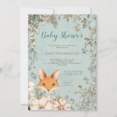 ヴィンテージかわいいキツネの葉花子の男の子シャワー 招待状 (正面)