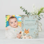 ヴィンテージかわいいキツネフォトファースト誕生日ありがとう サンキューカード (スタンド正面)