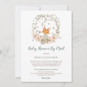 ヴィンテージかわいいキツネフローラ男の赤ちゃんシャワーバイメール 招待状 (正面)