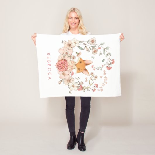 ヴィンテージかわいいキツネボタニカルベビーガール子供部屋 フリースブランケット (インサイチュ)