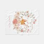 ヴィンテージかわいいキツネボタニカルベビーガール子供部屋 フリースブランケット (正面(横))