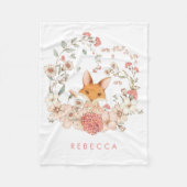 ヴィンテージかわいいキツネボタニカルベビーガール子供部屋 フリースブランケット (正面)