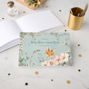ヴィンテージかわいいキツネ植物願いベイビーシャワー ゲストブック