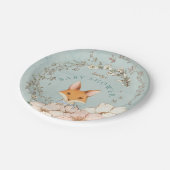 ヴィンテージかわいいキツネ花少年グリーンベイビーシャワー ペーパープレート (アングル)