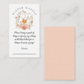 ヴィンテージかわいいキツネ花模様おむつラッフルガールシャワー エンクロージャーカード (正面/裏面)