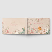 ヴィンテージかわいいキツネ花模様ベビーガールバプテスマ ゲストブック (全面)