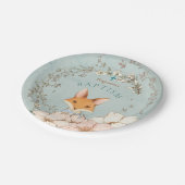 ヴィンテージかわいいキツネ花模様ボーイグリーンバプテスマ ペーパープレート (アングル)