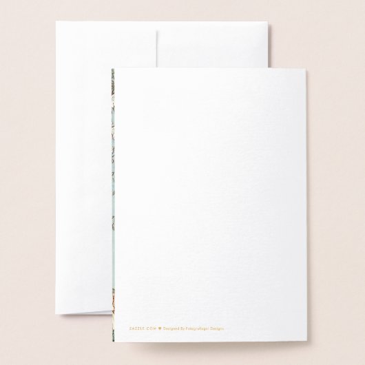 ヴィンテージかわいいクマの写真スクリプト誕生のお知らせ 箔カード (裏面封筒付き)