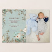 ヴィンテージかわいいクマの写真スクリプト誕生のお知らせ 箔カード (内部)