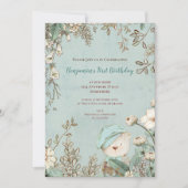 ヴィンテージかわいいクマ植物学1年生の少年 招待状 (正面)