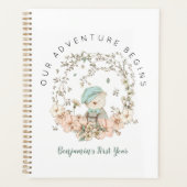 ヴィンテージかわいいクマ花模様一年少年ベビー本 プランナー手帳 (正面)