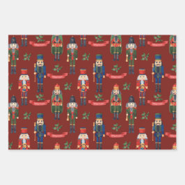 ヴィンテージかわいいクリスマスくるみ割り人形 ラッピングペーパーシート