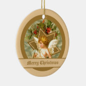 ヴィンテージかわいいクリスマスの天使とスター セラミックオーナメント (右)