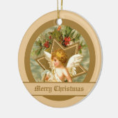 ヴィンテージかわいいクリスマスの天使とスター セラミックオーナメント (左)