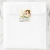 ヴィンテージかわいいクリスマスガールギフトラベル スクエアシール (バッグ)