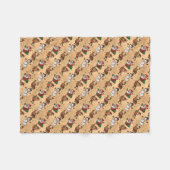 ヴィンテージかわいいクリスマスパターン フリースブランケット (正面(横))