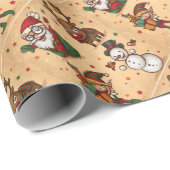 ヴィンテージかわいいクリスマスパターン ラッピングペーパー (ロールコーナー)