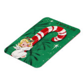 ヴィンテージかわいいクリスマスベビーエンジェルオンザキャンディーケーン マグネット (左側)