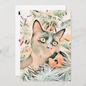 ヴィンテージかわいいクリスマス猫の水彩色 シーズンカード (正面/裏面)