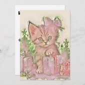 ヴィンテージかわいいクリスマス猫の水彩色 シーズンカード (正面/裏面)