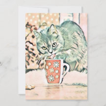 ヴィンテージかわいいクリスマス猫の水彩色