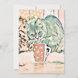 ヴィンテージかわいいクリスマス猫の水彩色 シーズンカード