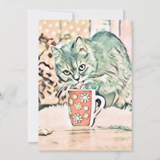 ヴィンテージかわいいクリスマス猫の水彩色 シーズンカード (正面)