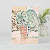 ヴィンテージかわいいクリスマス猫の水彩色 シーズンカード (スタンド正面)