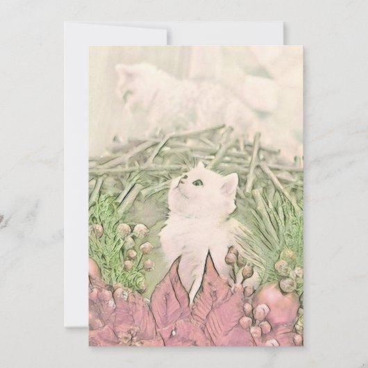 ヴィンテージかわいいクリスマス猫の水彩色 シーズンカード (正面)