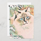 ヴィンテージかわいいクリスマス猫の水彩色 シーズンカード (正面/裏面)