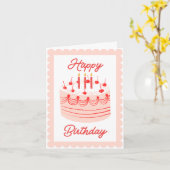 ヴィンテージかわいいケーキハッピーバースデーカード カード (黄色い花)