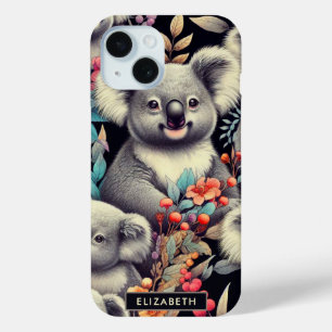 ヴィンテージかわいいコアラ絵を描ズ iPhone 15ケース