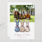 ヴィンテージかわいいコケットフローラバニー写真復活祭 シーズンカード (正面/裏面)