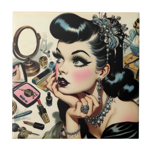 ヴィンテージかわいいゴシックピン留め タイル (正面)