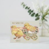 ヴィンテージかわいいシックフローラガール姪ハッピーイースター シーズンポストカード (スタンド正面)