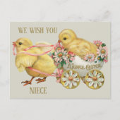 ヴィンテージかわいいシックフローラガール姪ハッピーイースター シーズンポストカード (正面)
