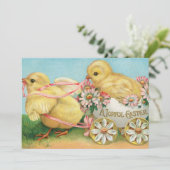 ヴィンテージかわいいシックフローラ喜びイースターポストカード シーズンカード (スタンド正面)