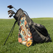 ヴィンテージかわいいシームレスチワワ ゴルフタオル (グリーン)