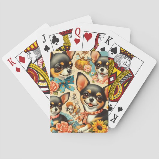 ヴィンテージかわいいシームレスチワワ トランプ (裏面)