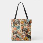 ヴィンテージかわいいシームレスチワワ トートバッグ (裏面)