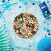 ヴィンテージかわいいシームレスチワワ ペーパープレート (パーティー)