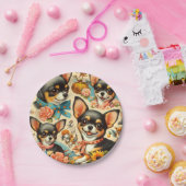 ヴィンテージかわいいシームレスチワワ ペーパープレート (パーティー)