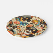 ヴィンテージかわいいシームレスチワワ ペーパープレート (アングル)