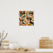 ヴィンテージかわいいシームレスチワワ ポスター (キッチン)