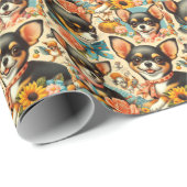 ヴィンテージかわいいシームレスチワワ ラッピングペーパー (ロールコーナー)